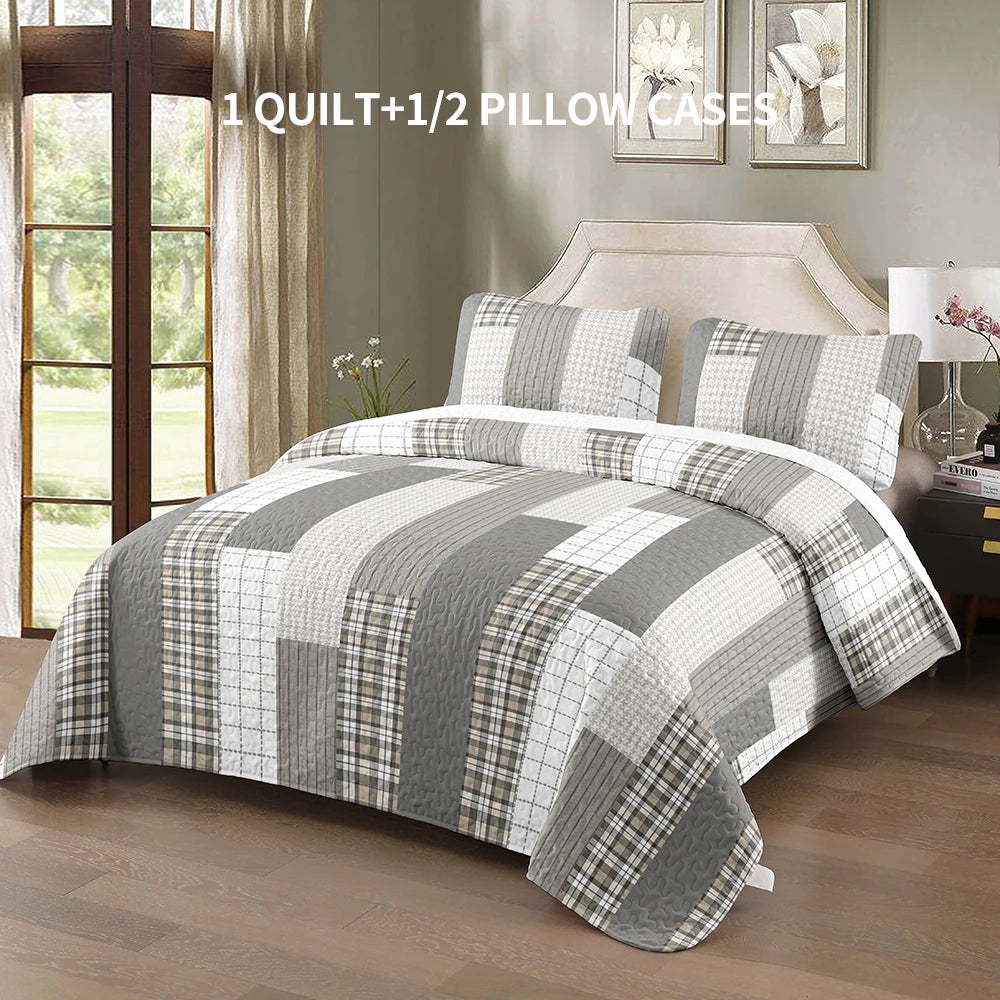 Four Season Quilted Bed Cover Set With Pillowcases