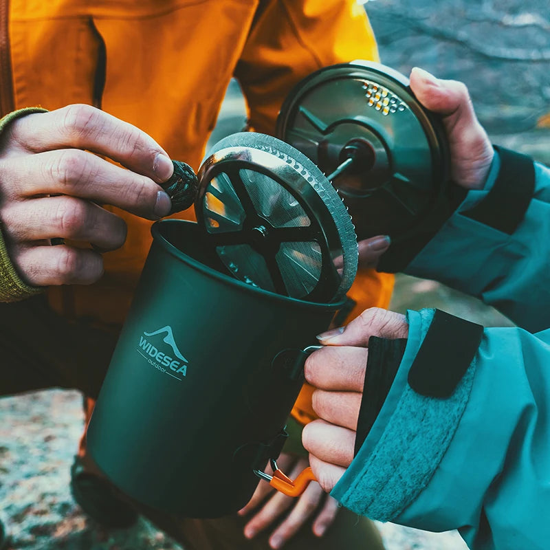 Widesea Camping Coffee Pot With French Press Outdoor Cup