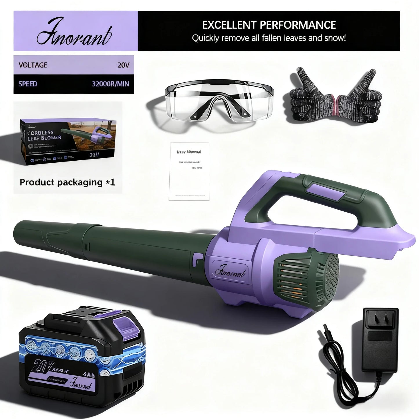 Electric Leaf Blower 150 MPH Two Ah Battery And Charger