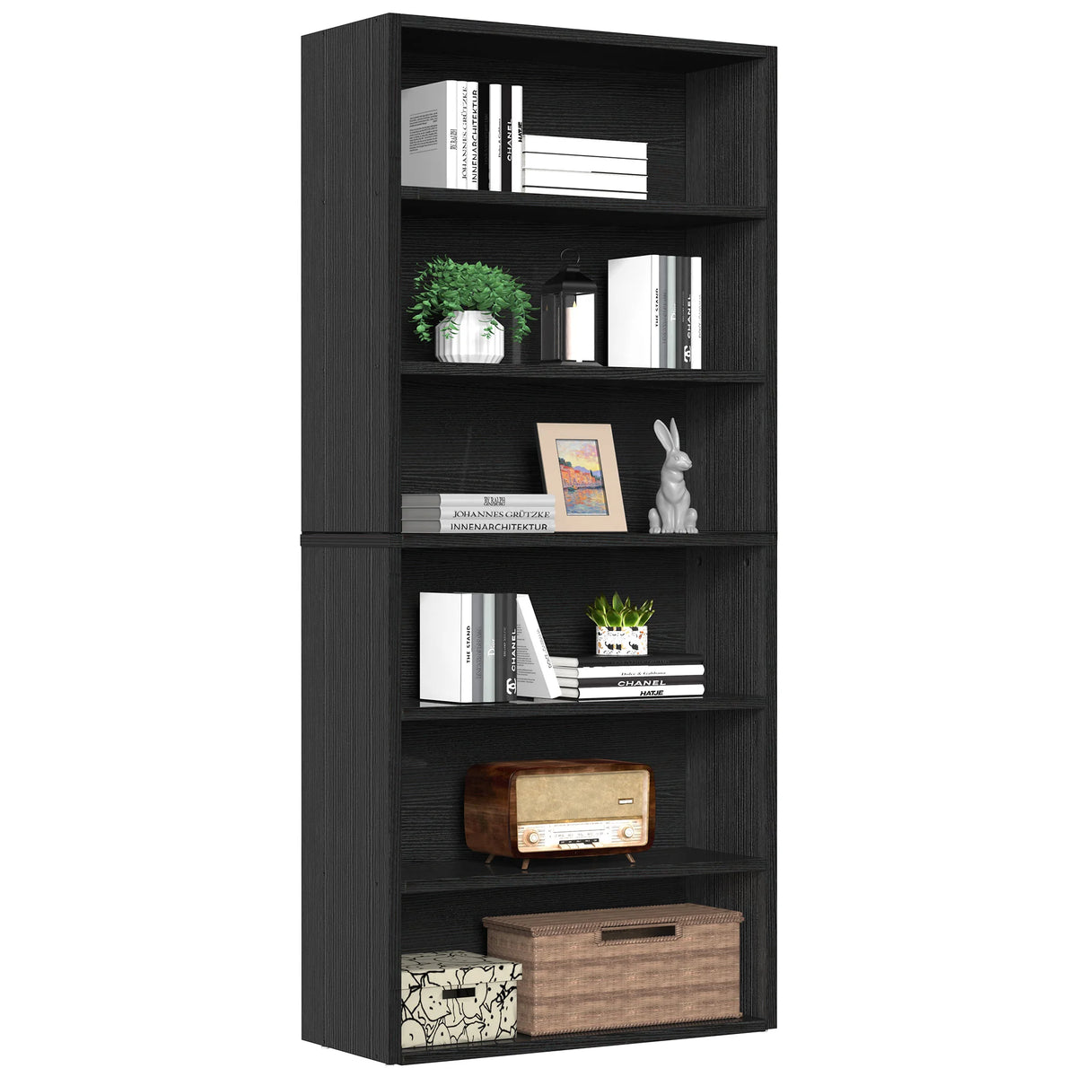 MCQ Six Tier Wooden Bookcase With Adjustable Display Shelves