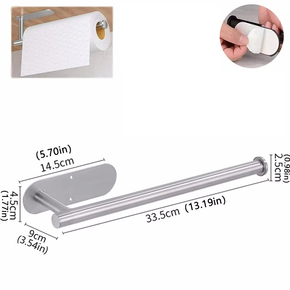 Metal Adhesive Paper Towel Holder For Kitchen And Bathroom Storage