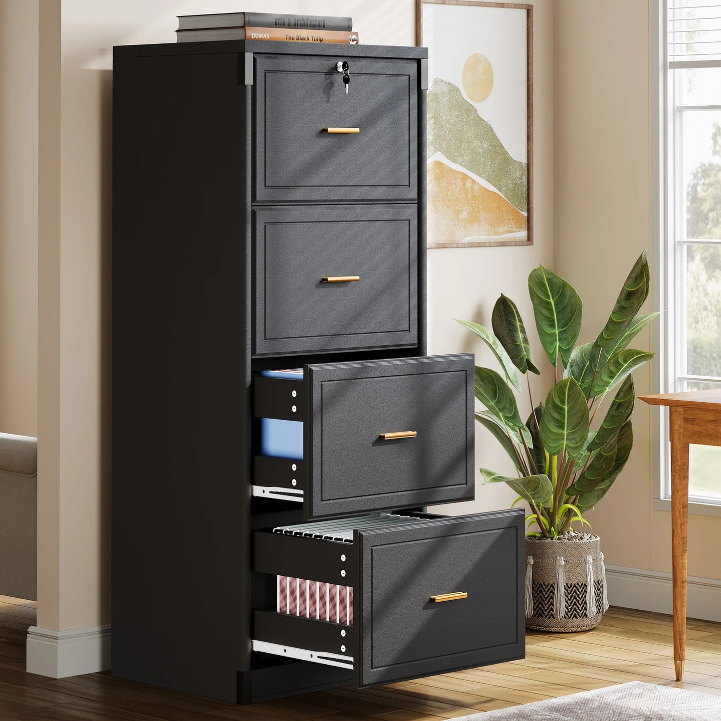 Tribesigns 4 Drawer File Cabinet With Lock For Home Office