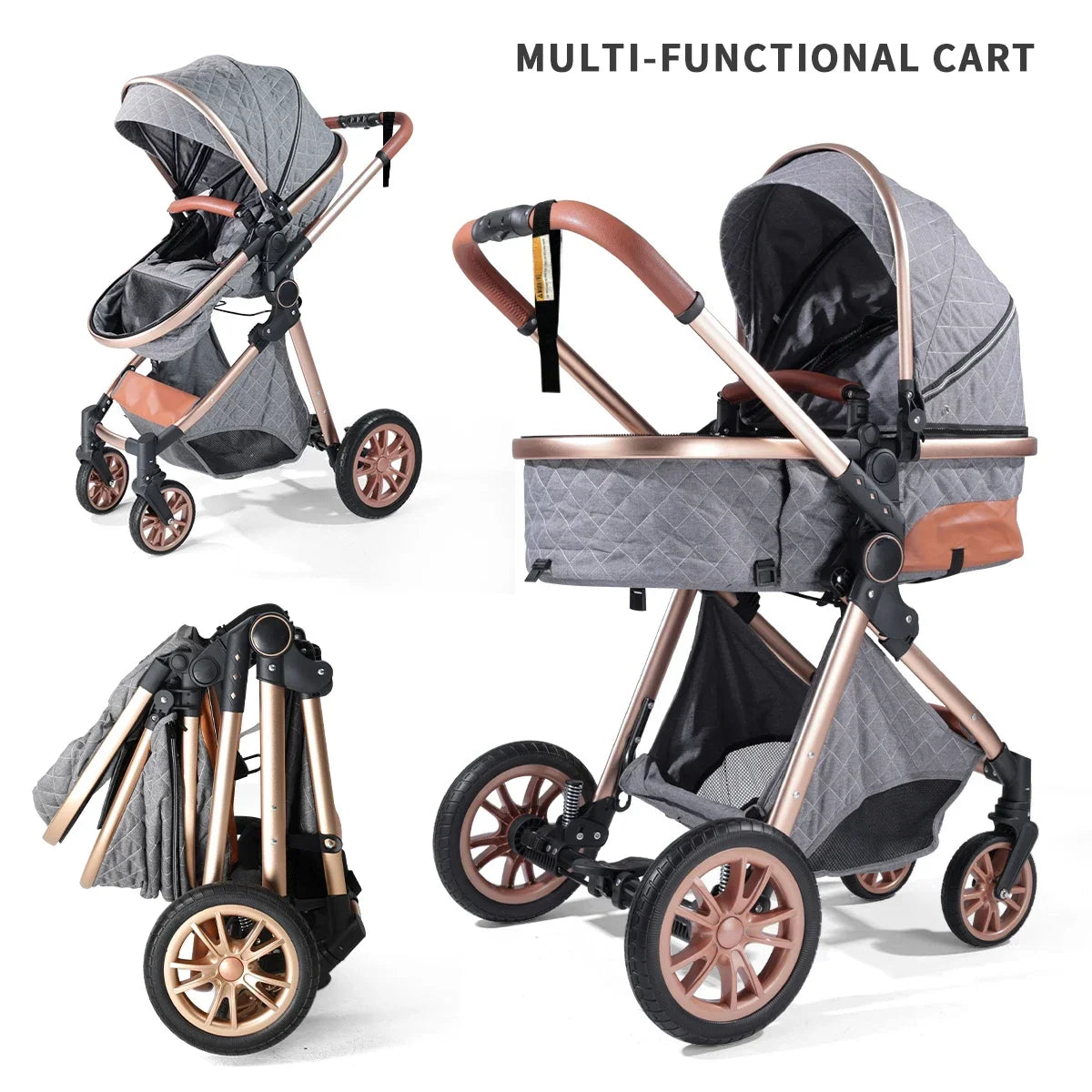 Baby Stroller 3 in 1, Foldable, With Shock Absorption, an Outdoor Stroller That Can Be Pushed in Both Directions