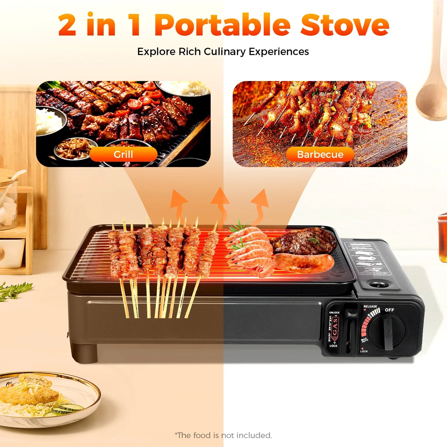 Portable Butane Gas Stove For Camping Stainless Steel Outdoor Cooking