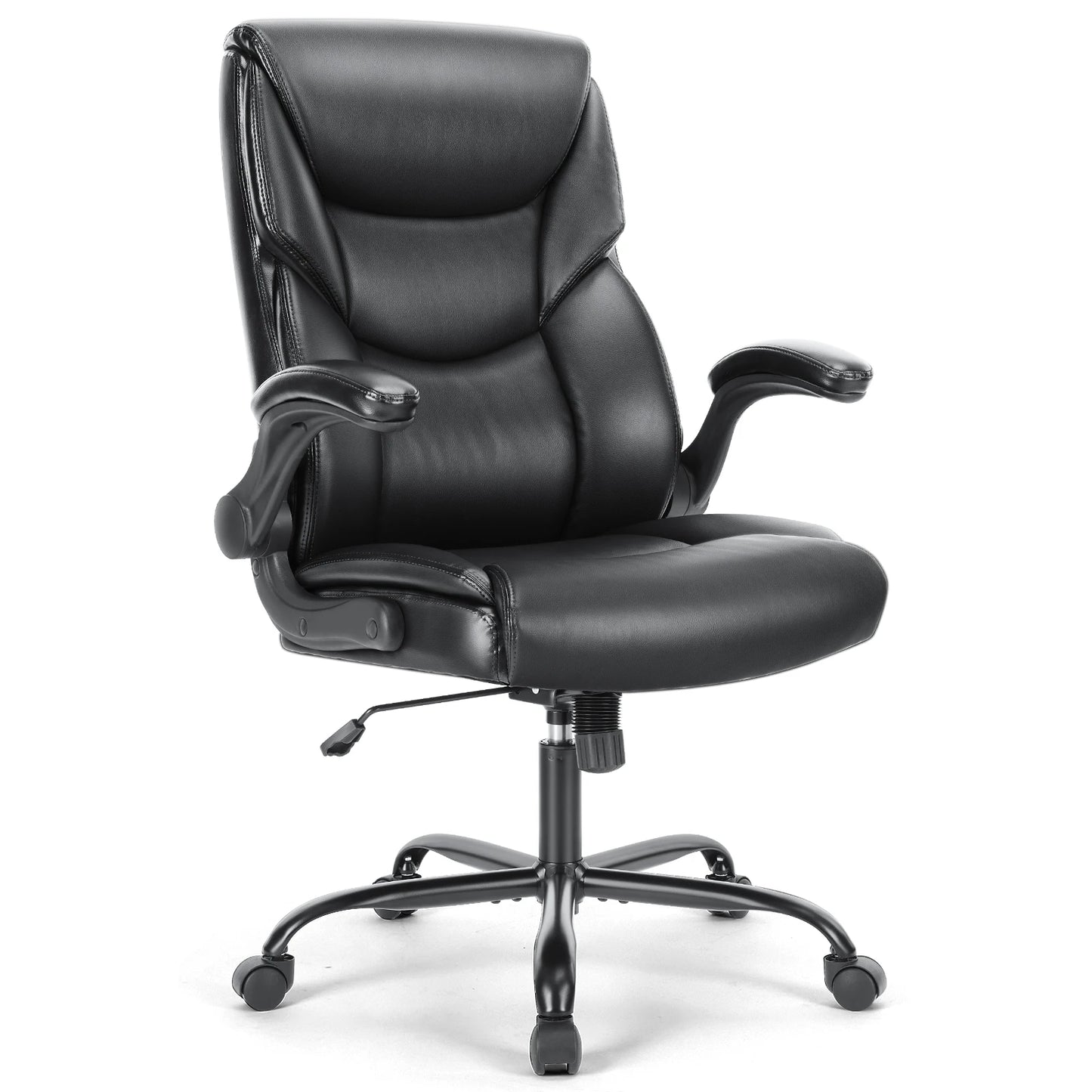 JHK Ergonomic PU Leather Office Chair With Flip Up Arms And Swivel Adjustable