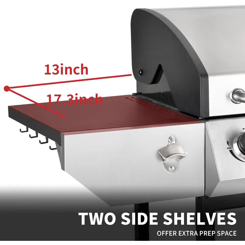 Propane Gas BBQ Grill With Side Burner And Enamel Grates
