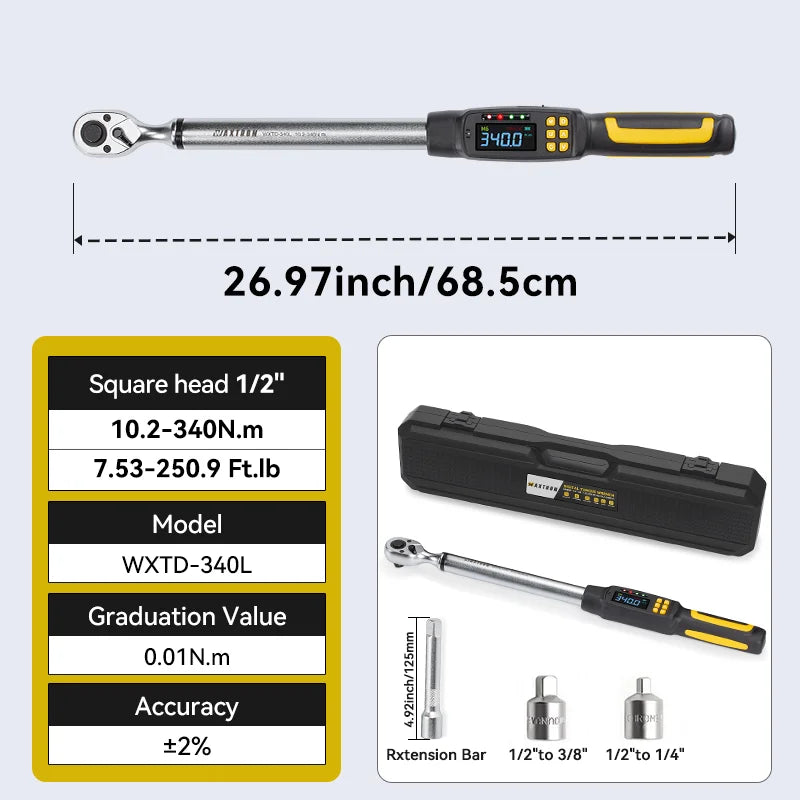 Waxtron Digital Torque Wrench Two Percent Accuracy Auto And Motorcycle