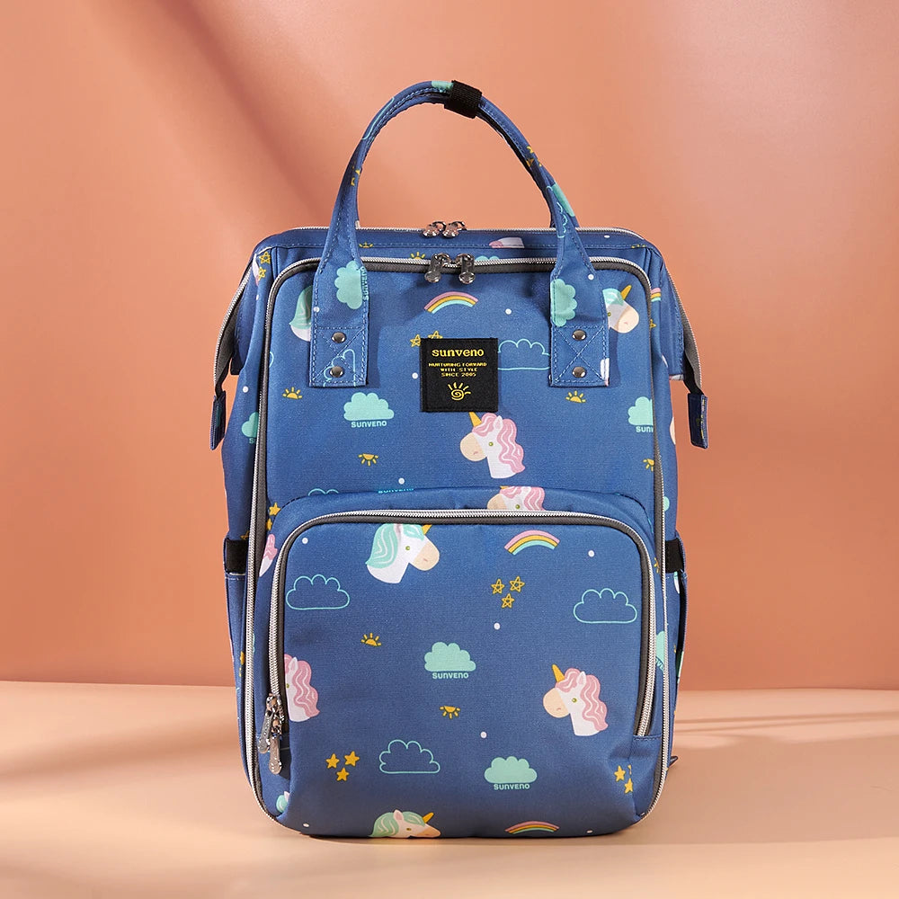 Sunveno High Capacity Waterproof Diaper Backpack Travel Mommy Bag