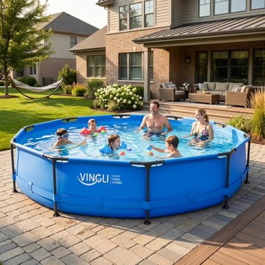 Eco Friendly Portable Round Above Ground Pool With Metal Frame