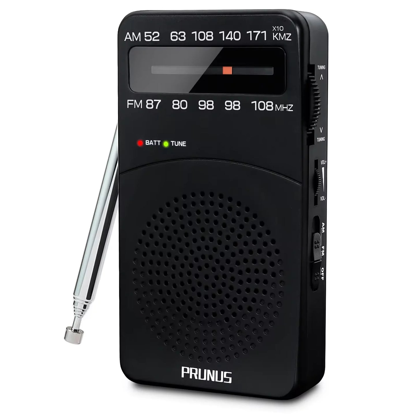 PRUNUS J-166 Portable AM FM Radio With Tuning Light