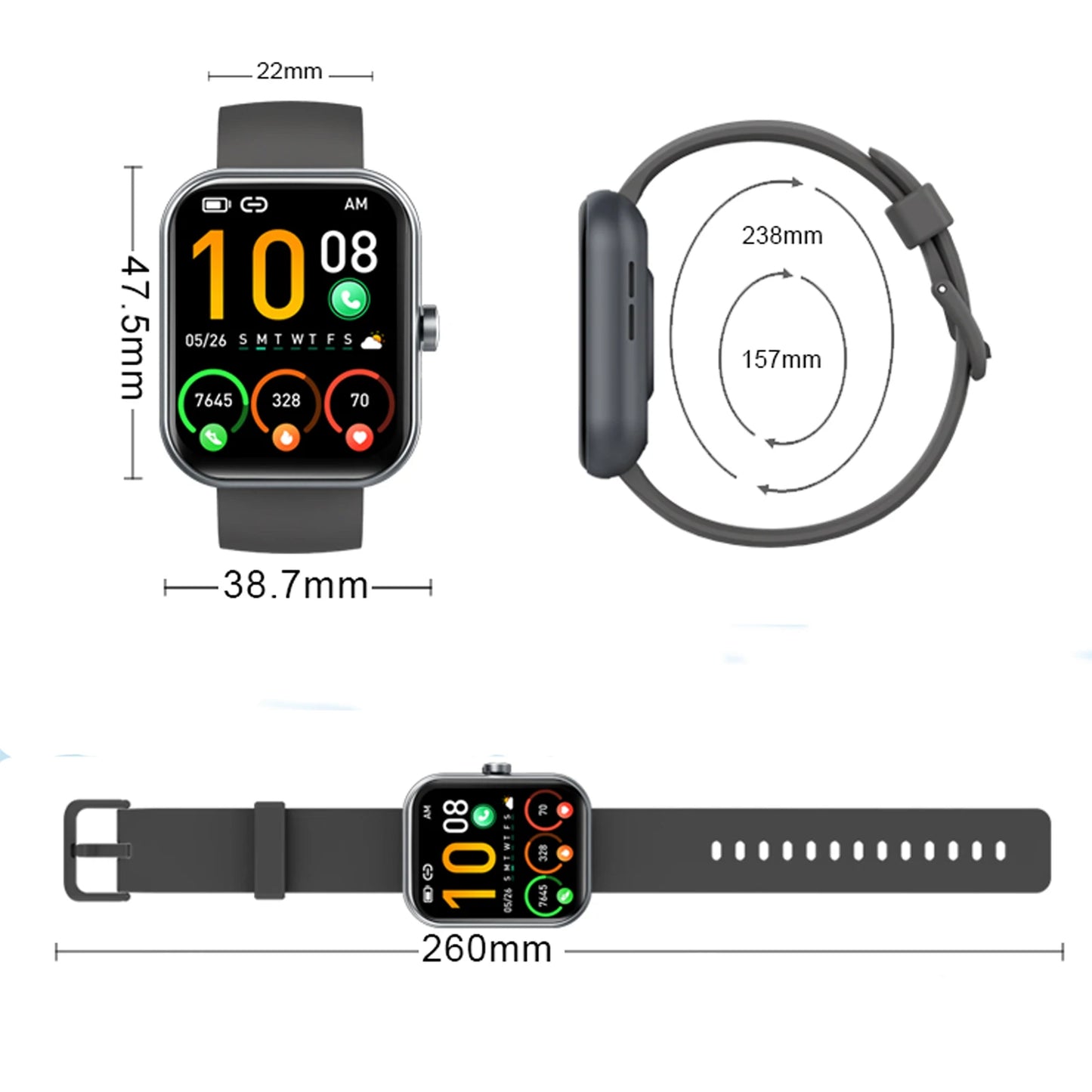 Nerunsa Smart Watch Fitness Tracker With Sleep Monitor IP68 Waterproof