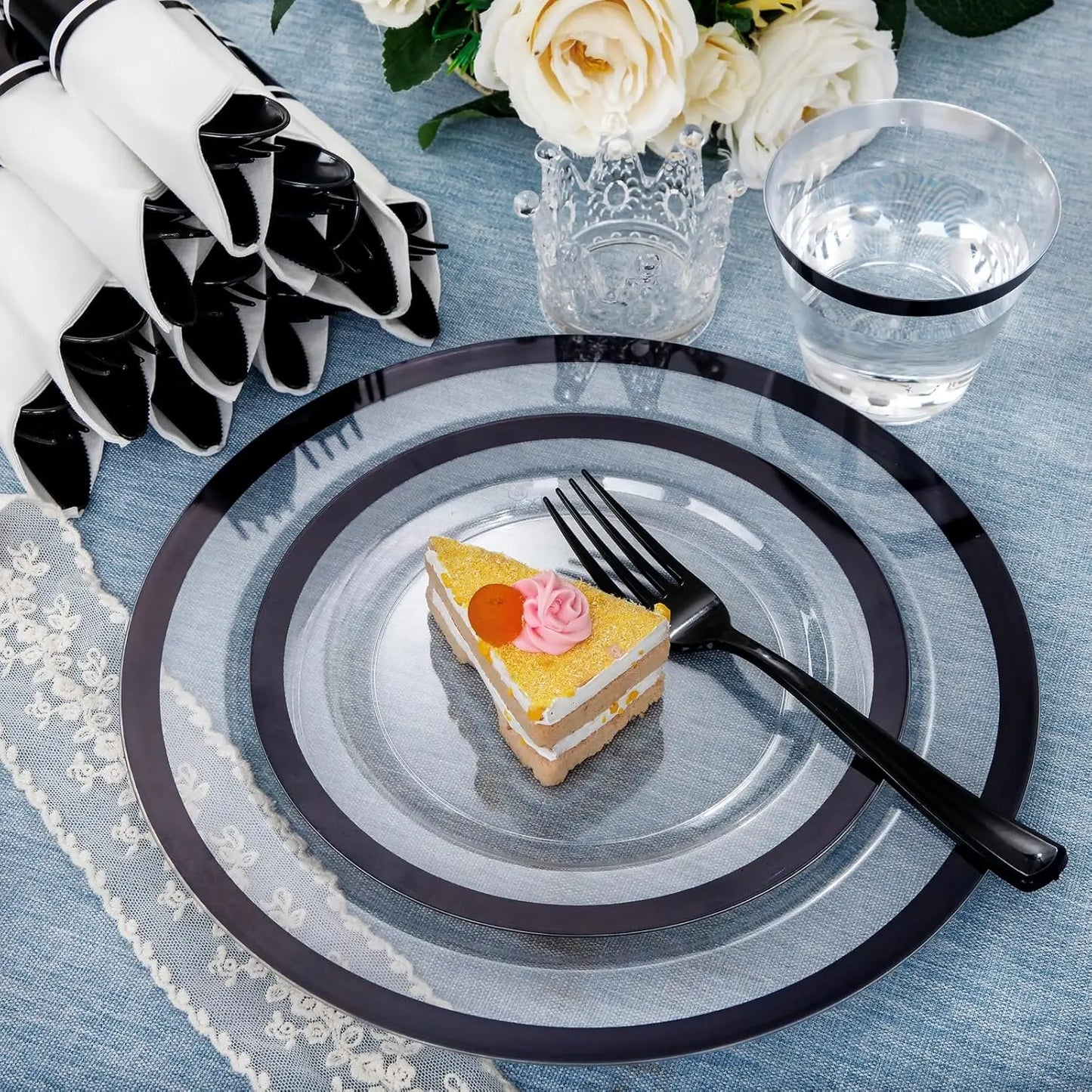 Plastic Dinnerware Set 350 Pieces With Plates Cups Napkins