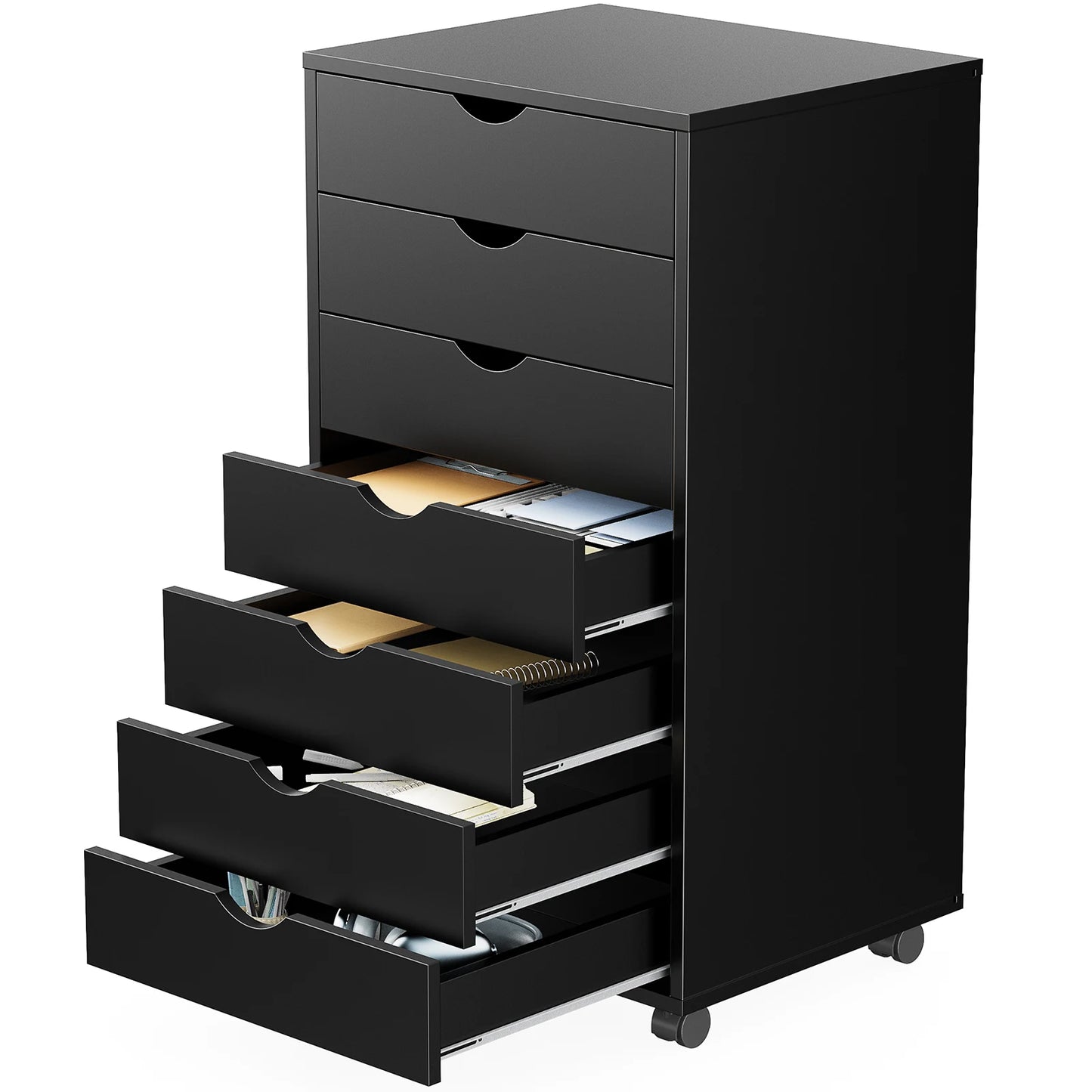 JHK 7 Drawer Chest Dresser With Wheels Living Room Organizer