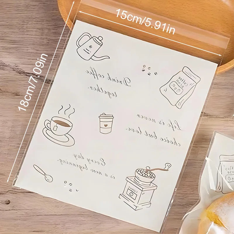 Transparent Food Storage Bags Cartoon Bakery Design