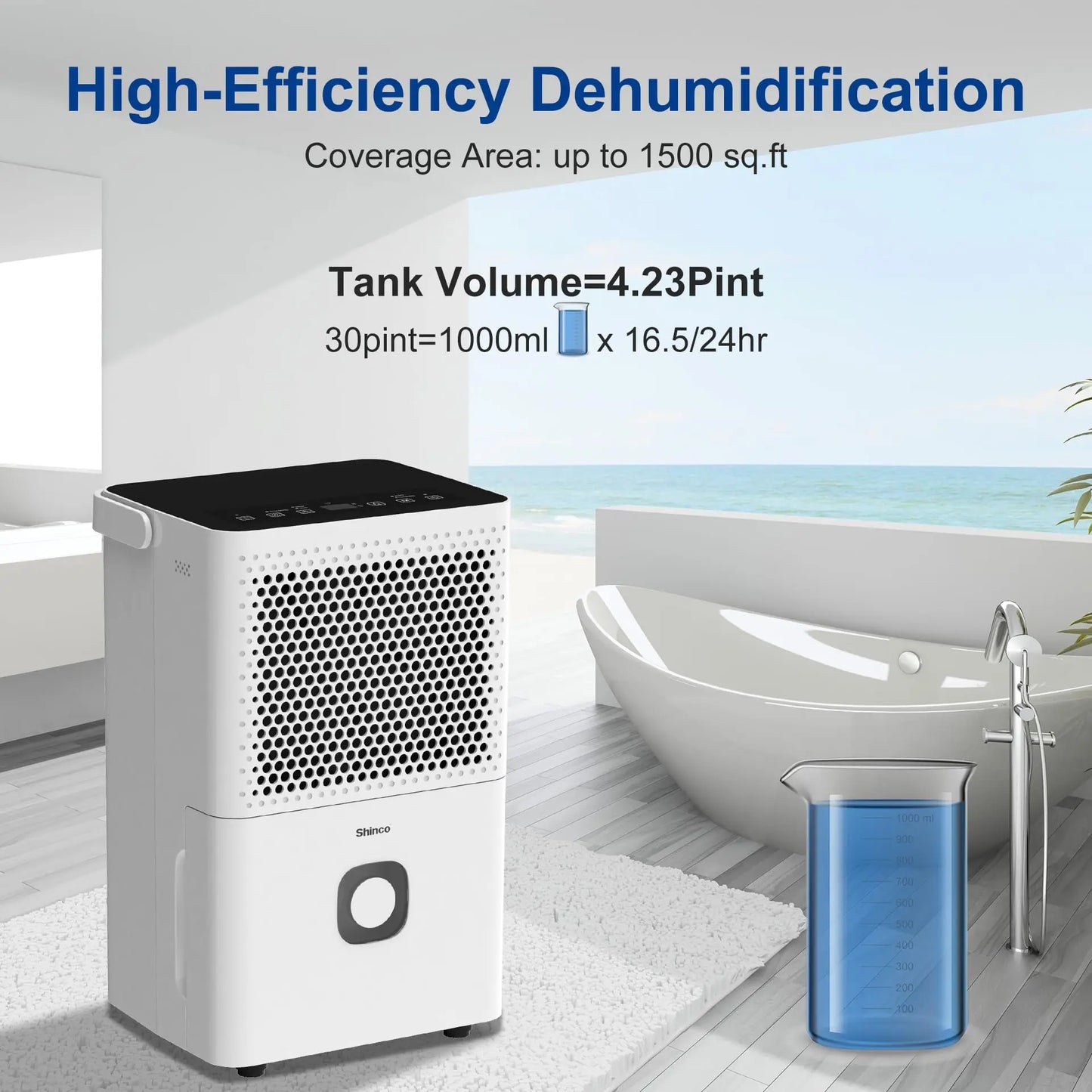 Shinco Dehumidifier For Home And Basements With Drain Hose