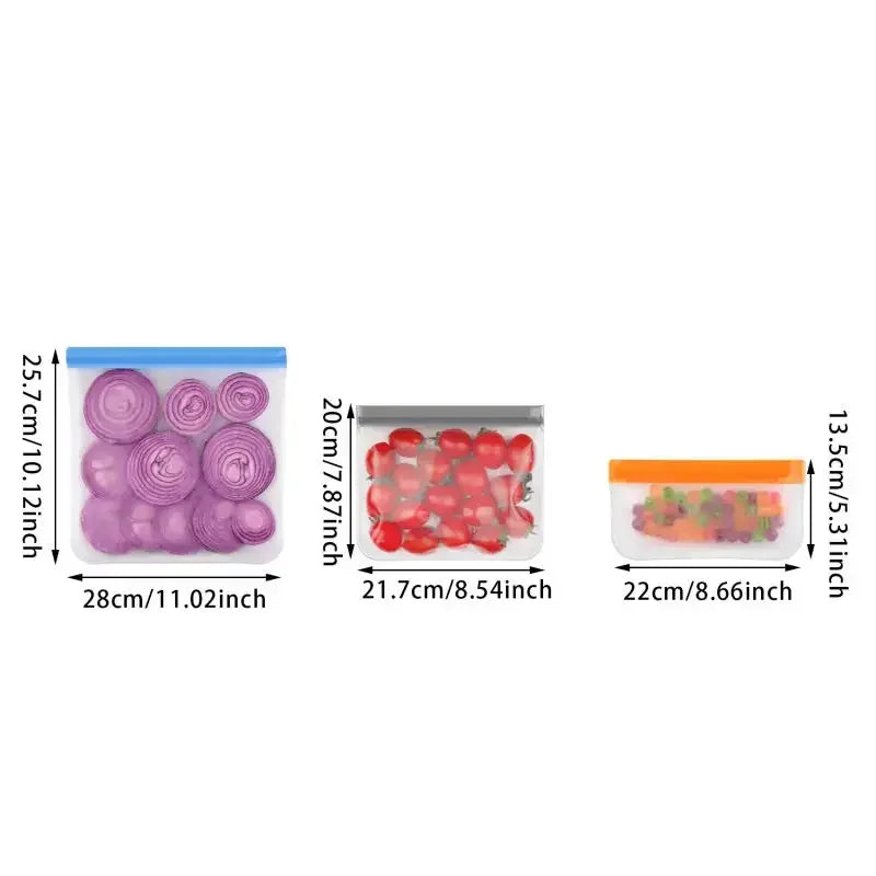 Thickened PEVA Food Storage Bags Ziplock Leakproof Freezer Safe