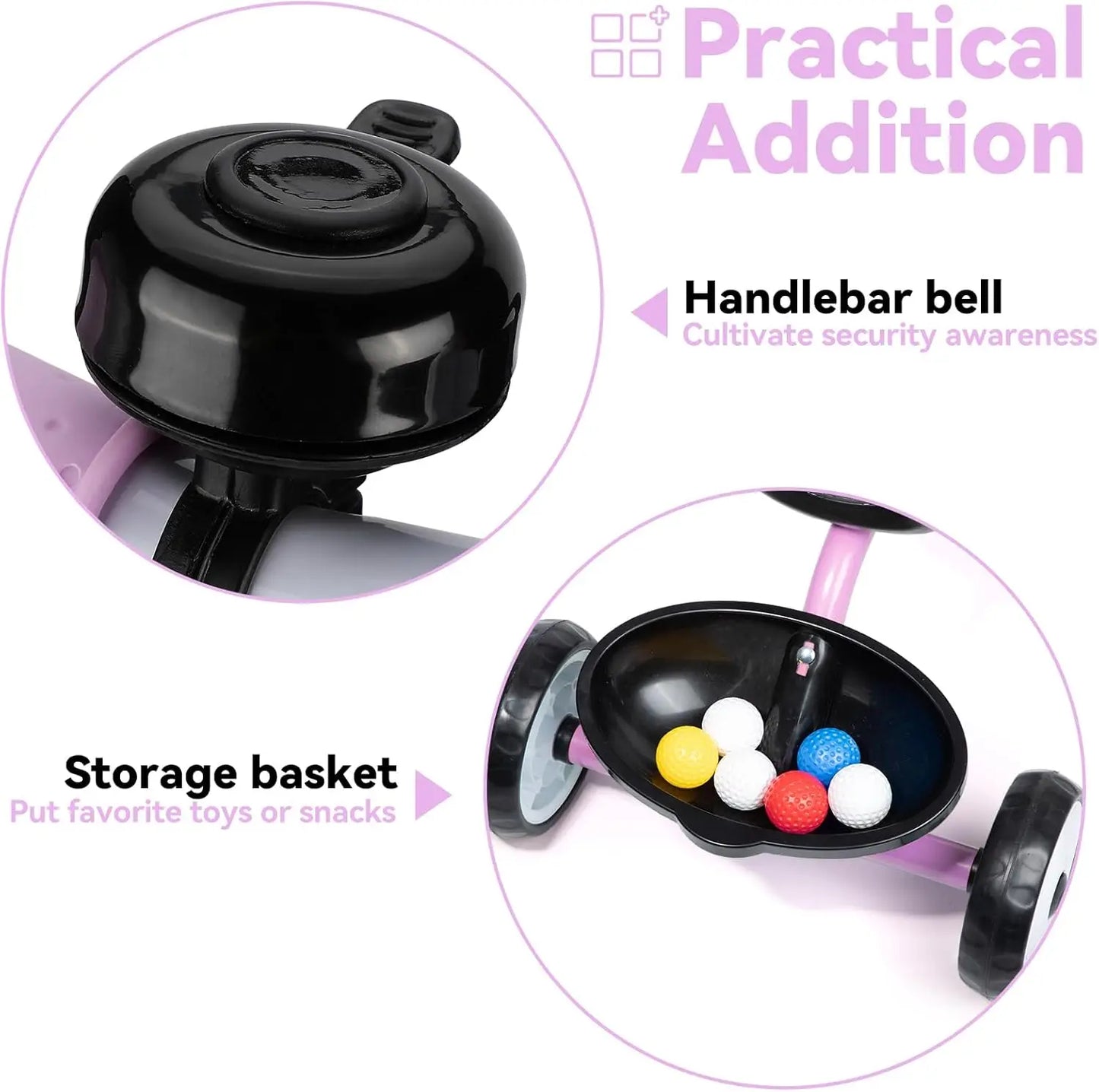 Toddler Tricycle For Ages 2-4 With Bell Basket Removable Pedal