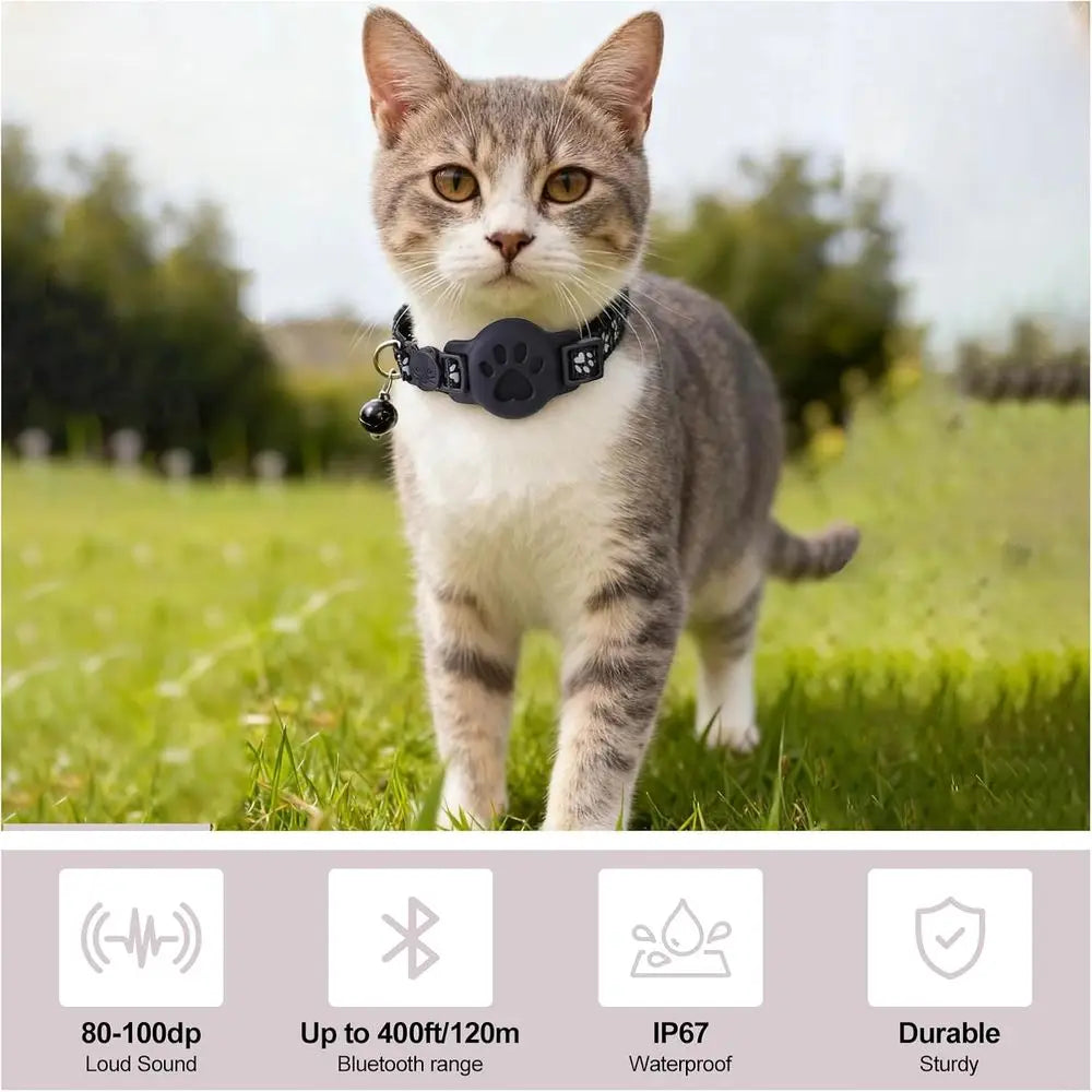 GPS Cat Collar Bluetooth Tracker Holder Breakaway for Small Cats iOS Find My