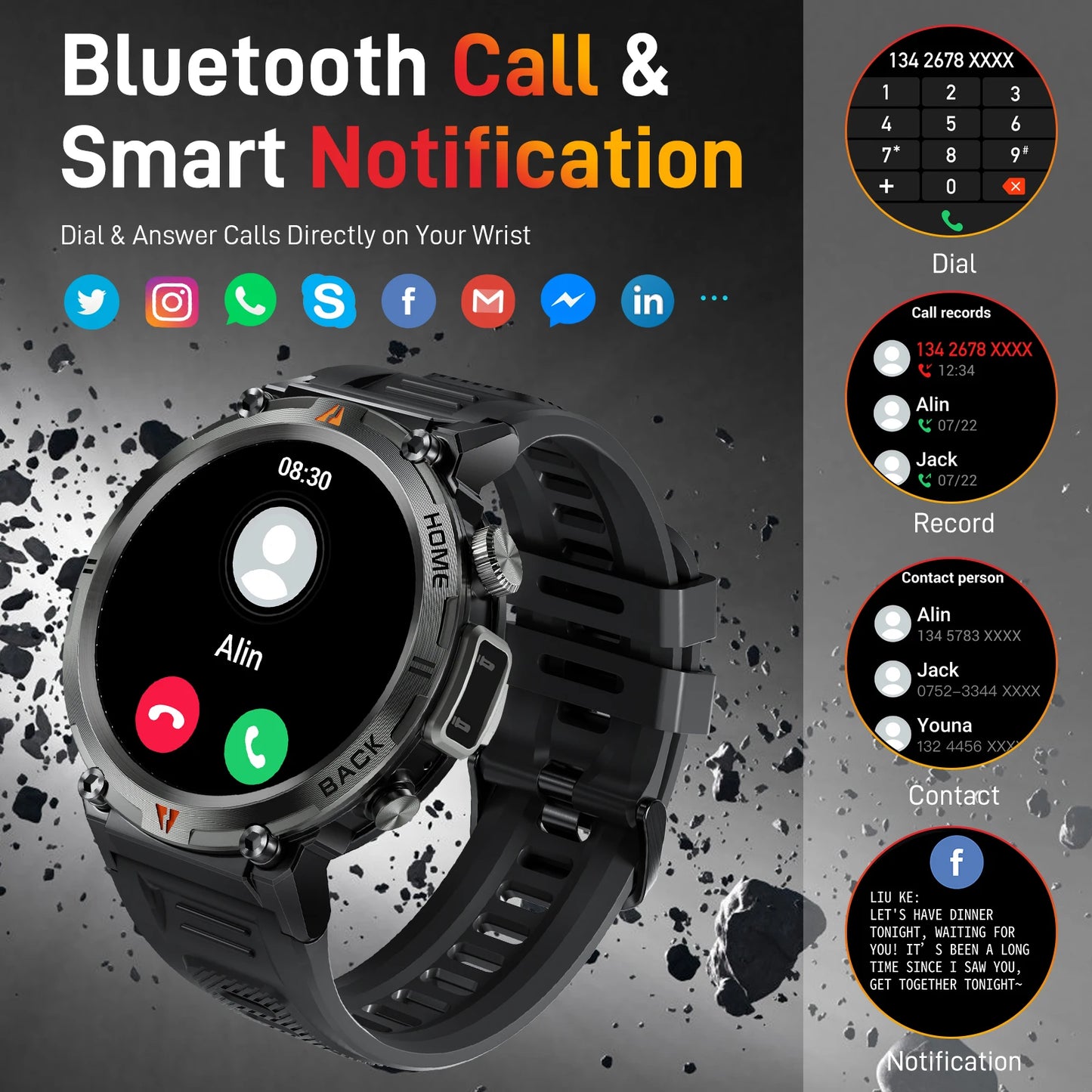 LaNikar KE3 Smart Watch Bluetooth Call Health Monitor