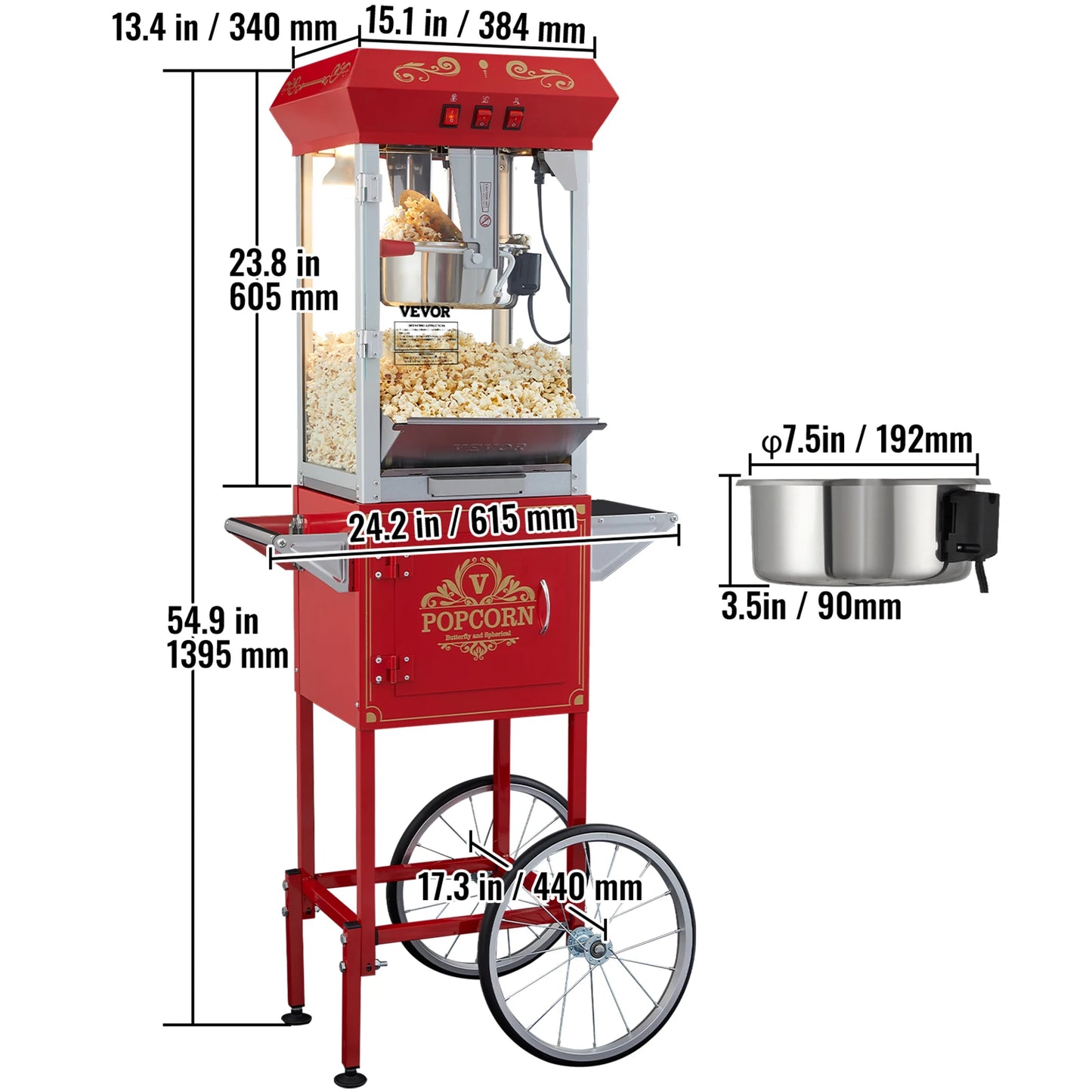 SucceBuy Electric Popcorn Maker Commercial Popper Machine SUS304 Heating Tube