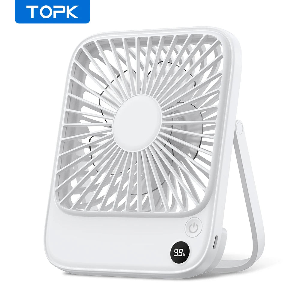 Topk Rechargeable Portable Camping Desk Fan 2000mAh USB