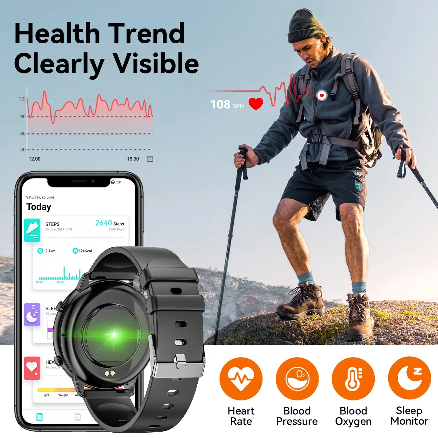 Smart Watch Bluetooth Calling IP67 Waterproof Heart Rate Fitness Tracker