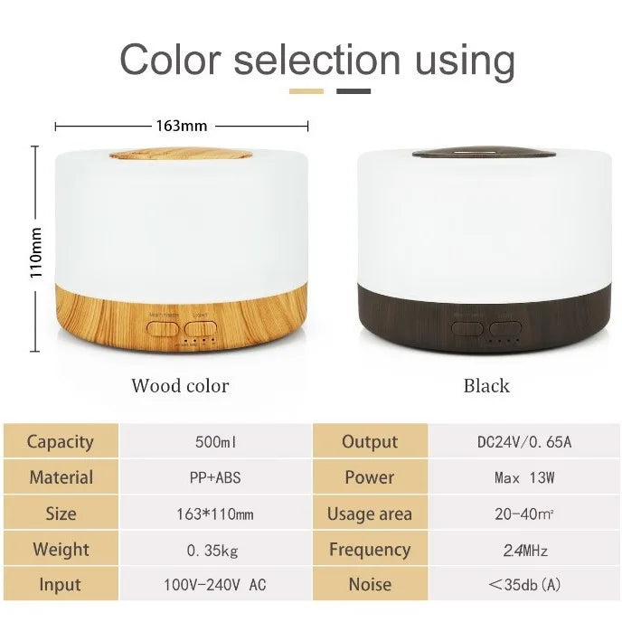 Miflame Ultrasonic Air Humidifier With Aromatherapy Cool Mist 500ml