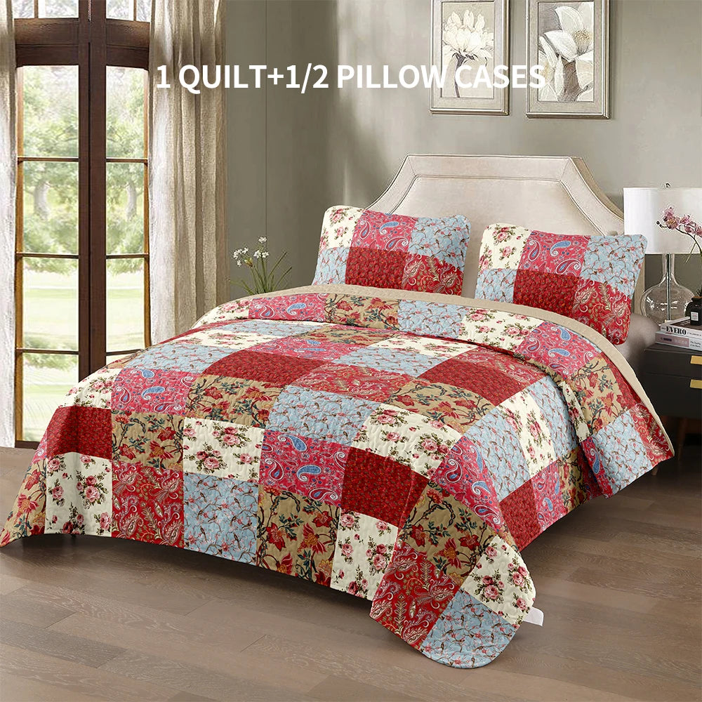 Four Season Quilted Bed Cover Set With Pillowcases