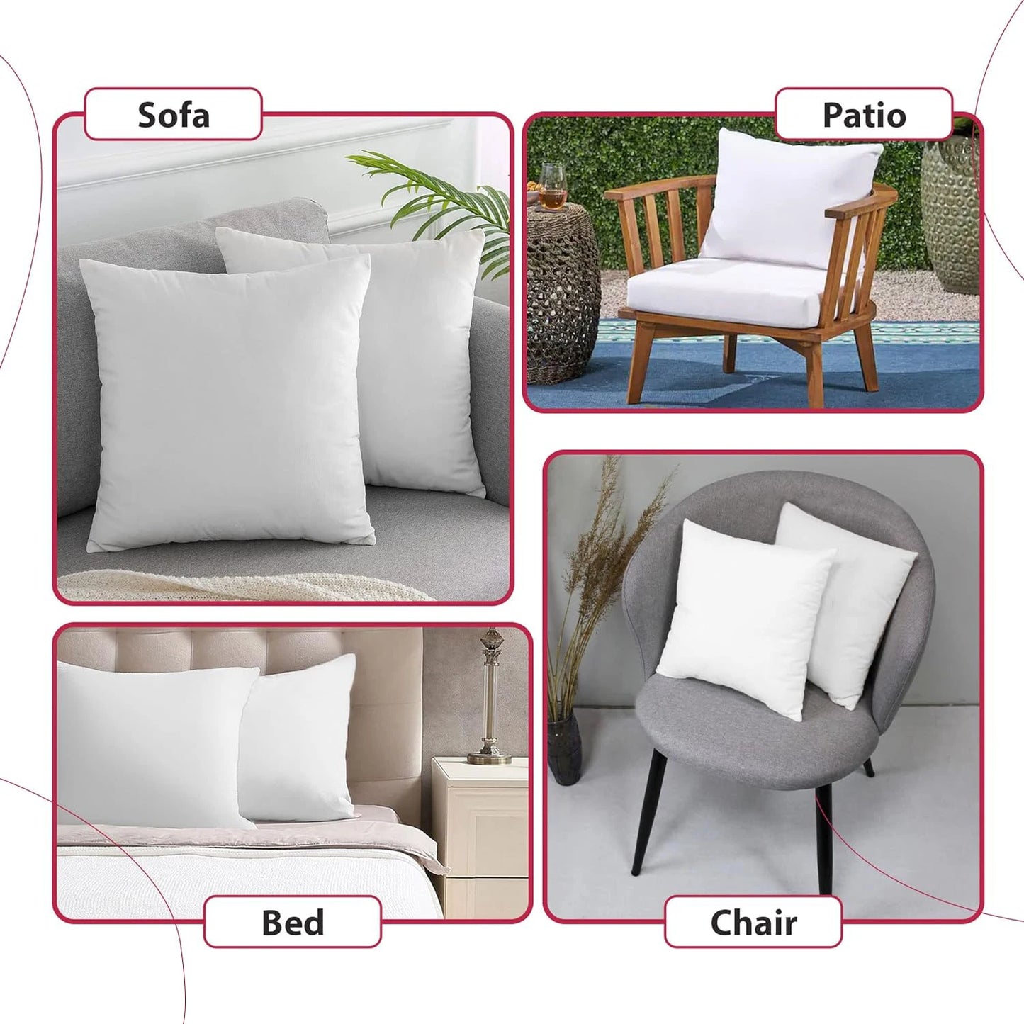 LDC Lux Decor Collection Pillow Inserts 4 Fluffy High Loft