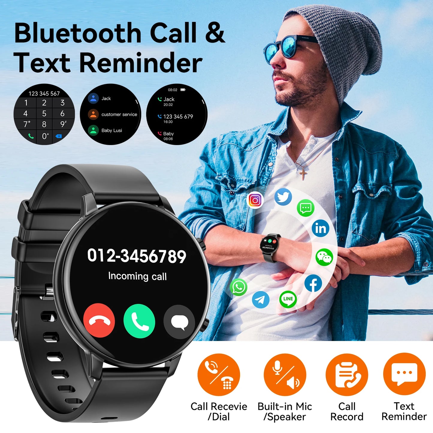 Smart Watch Bluetooth Calling IP67 Waterproof Heart Rate Fitness Tracker