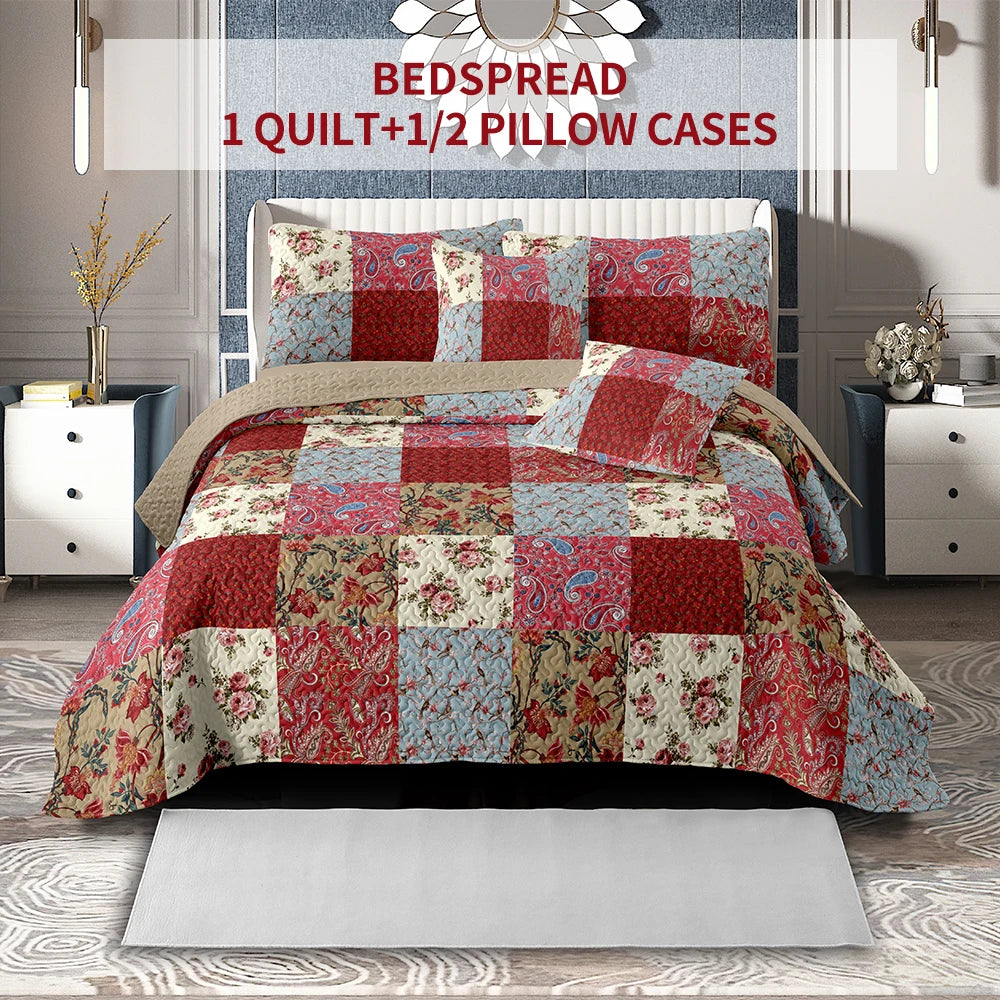 Four Season Quilted Bed Cover Set With Pillowcases