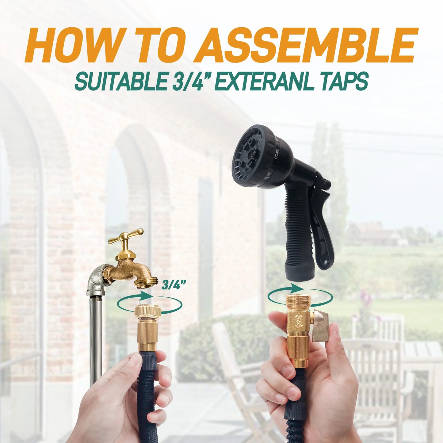 Expandable Garden Hose With Nozzle Lightweight Durable No Kink Flexible
