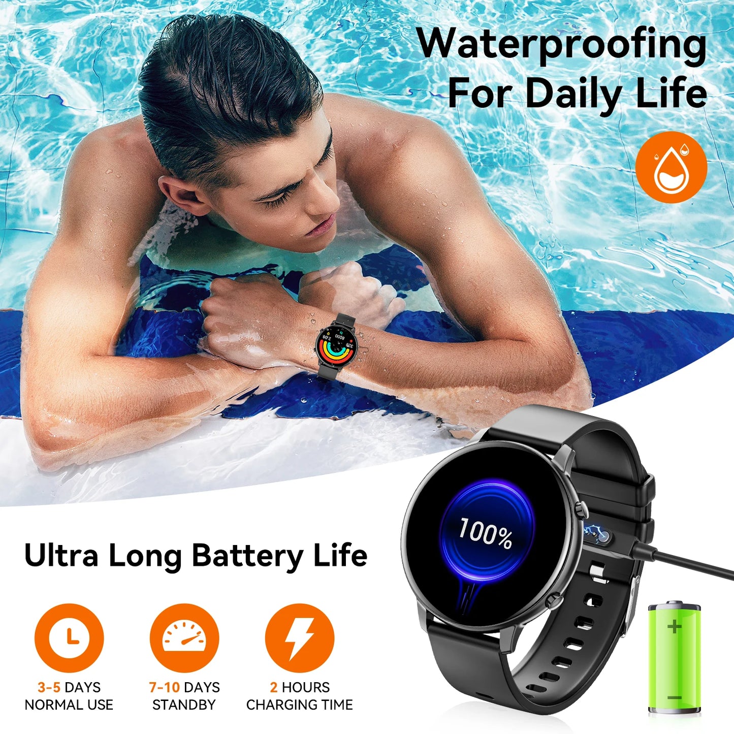 Smart Watch Bluetooth Calling IP67 Waterproof Heart Rate Fitness Tracker