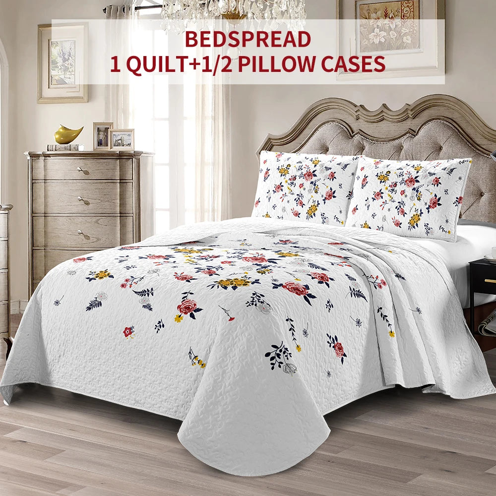 Four Season Quilted Bed Cover Set With Pillowcases