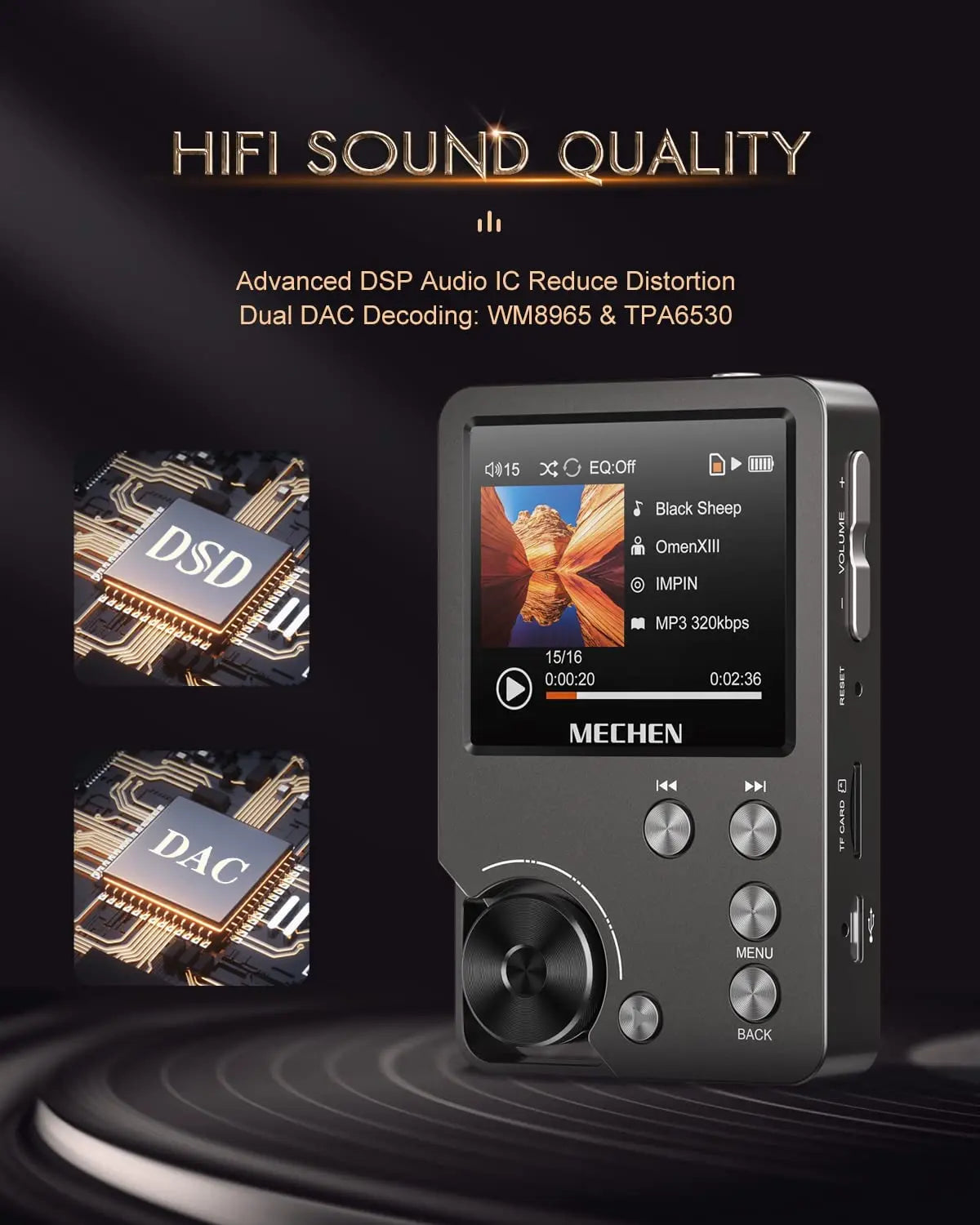 MeChen Portable High Resolution Digital Audio MP3 Player Lossless Dsd