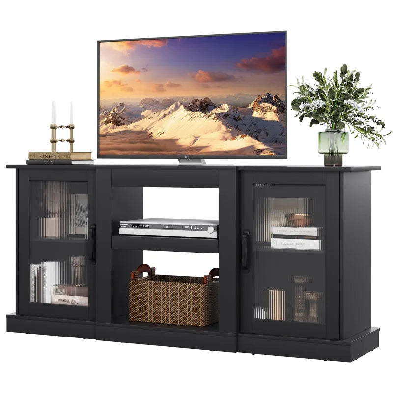 GALAXHERO TV Stand Retro Console With Open Shelves Living Room