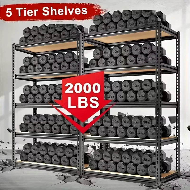 Heavy-Duty Metal Storage Rack With 2000-Lb Per Layer, Adjustable Height