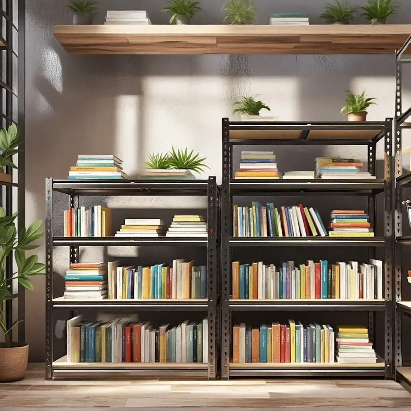 Heavy-Duty Metal Storage Rack With 2000-Lb Per Layer, Adjustable Height