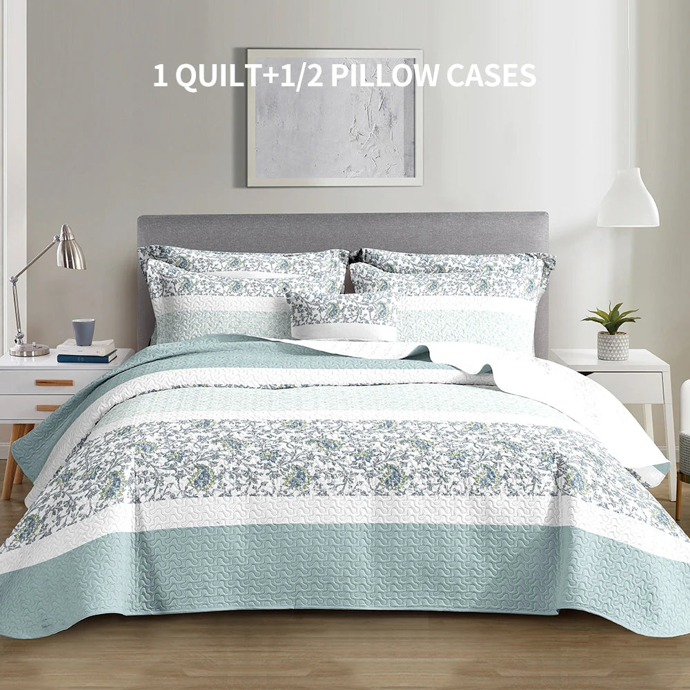 Four Season Quilted Bed Cover Set With Pillowcases