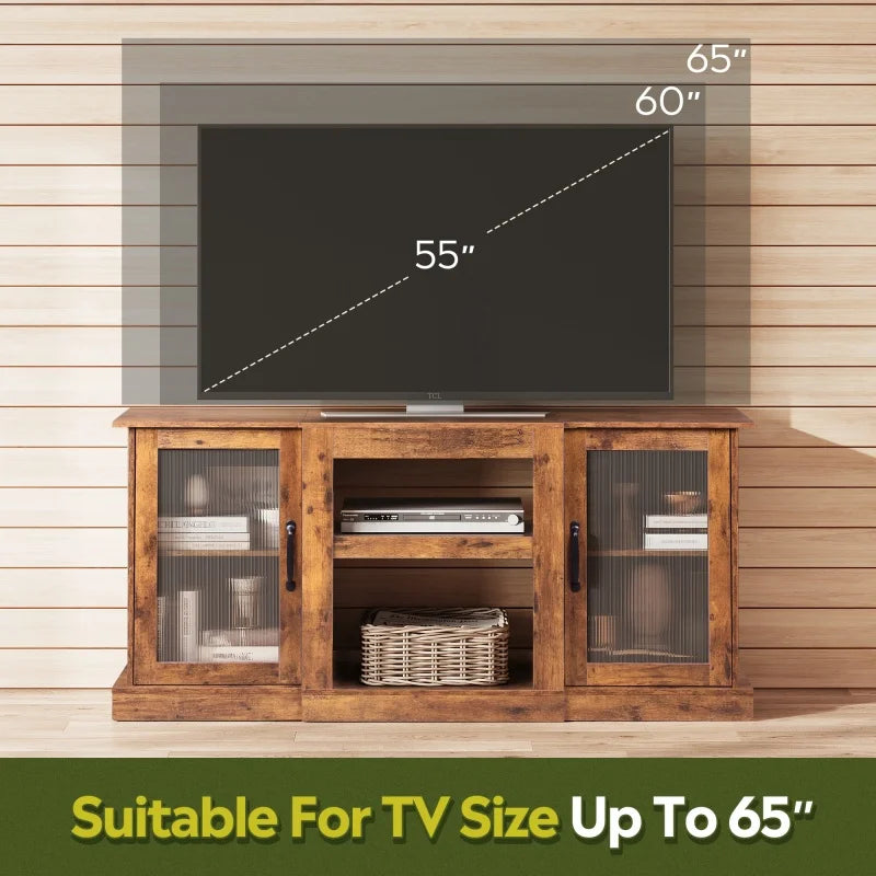 GALAXHERO TV Stand Retro Console With Open Shelves Living Room