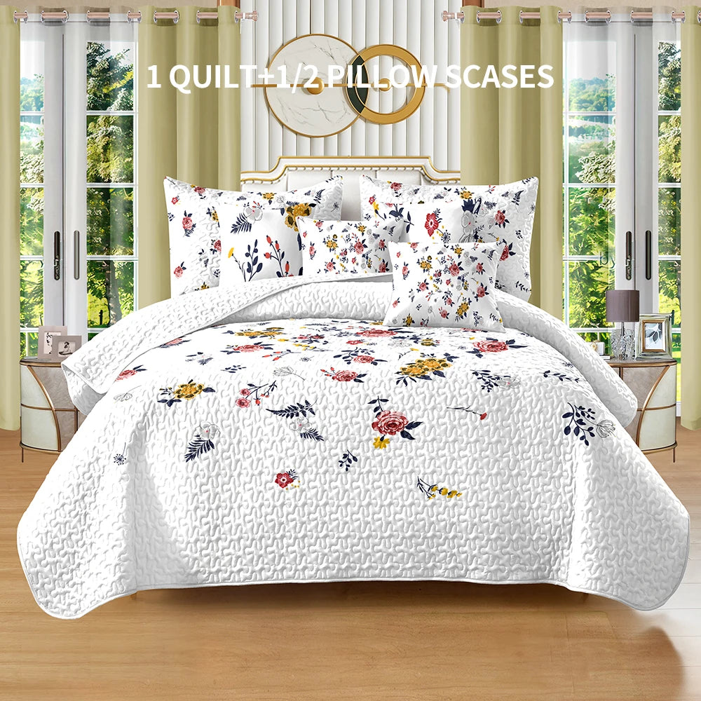 Four Season Quilted Bed Cover Set With Pillowcases
