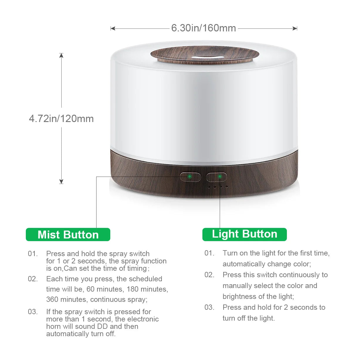 Miflame Ultrasonic Air Humidifier With Aromatherapy Cool Mist 500ml