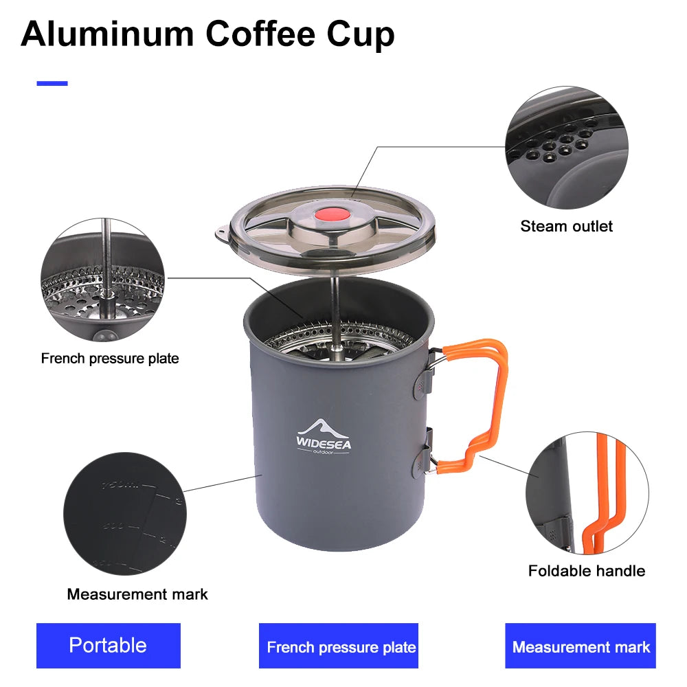 Widesea Camping Coffee Pot With French Press Outdoor Cup