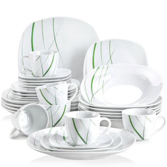 MALACASA Aviva 30-Piece Porcelain Dinnerware Set With Cup And Saucer