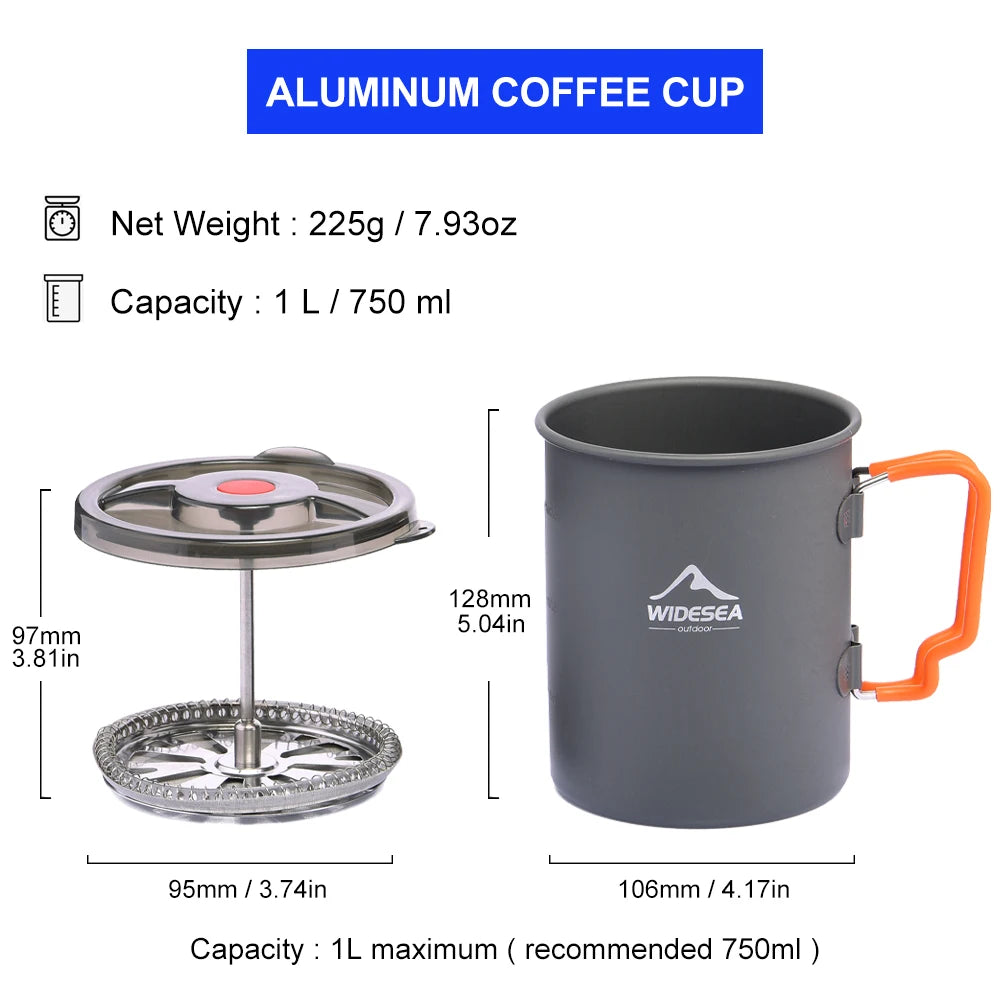 Widesea Camping Coffee Pot With French Press Outdoor Cup