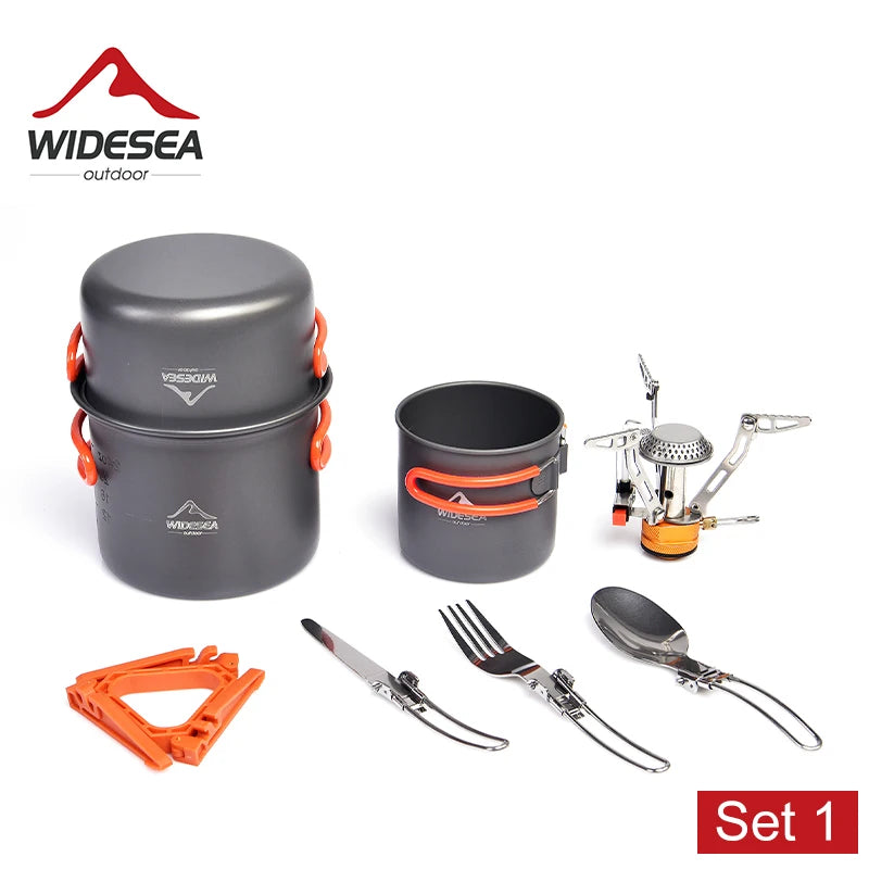 Widesea Camping Cookware Set Outdoor Tableware Kit Portable Pot