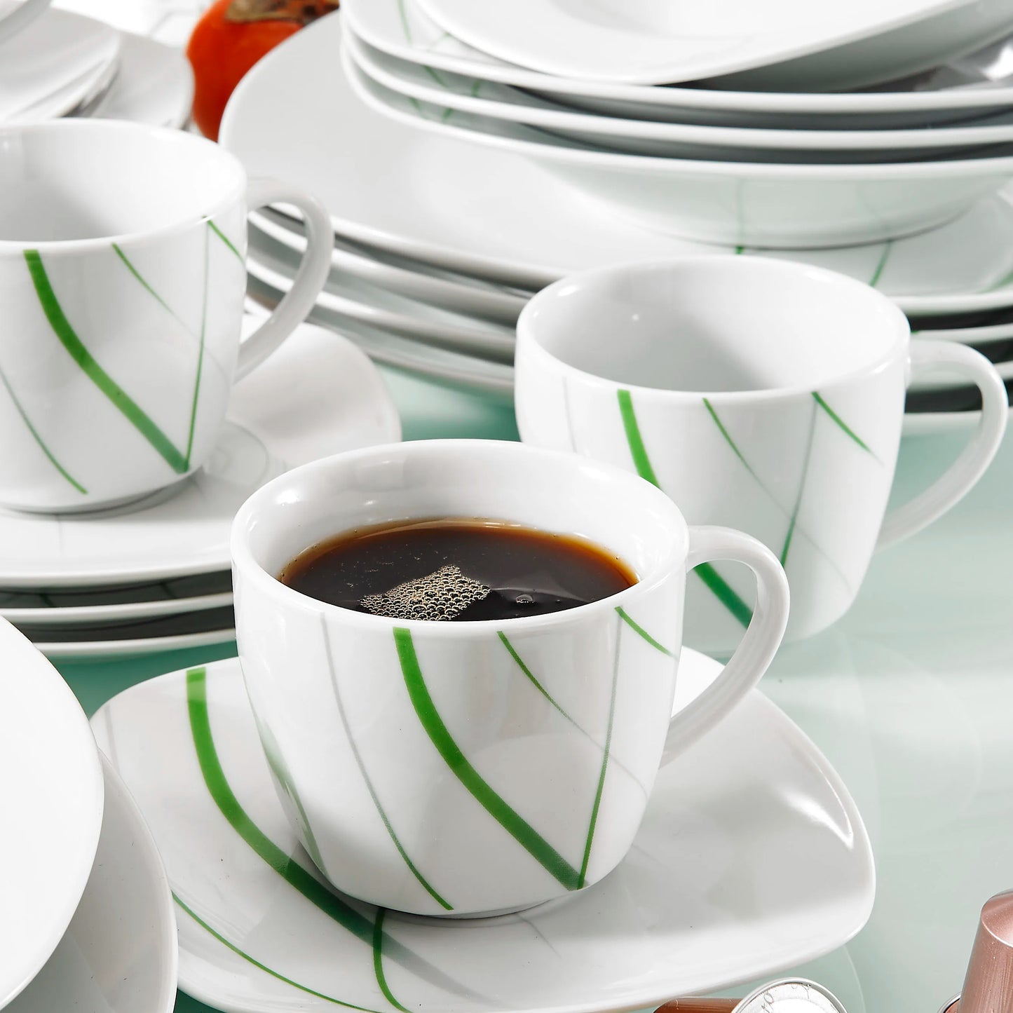 MALACASA Aviva 30-Piece Porcelain Dinnerware Set With Cup And Saucer