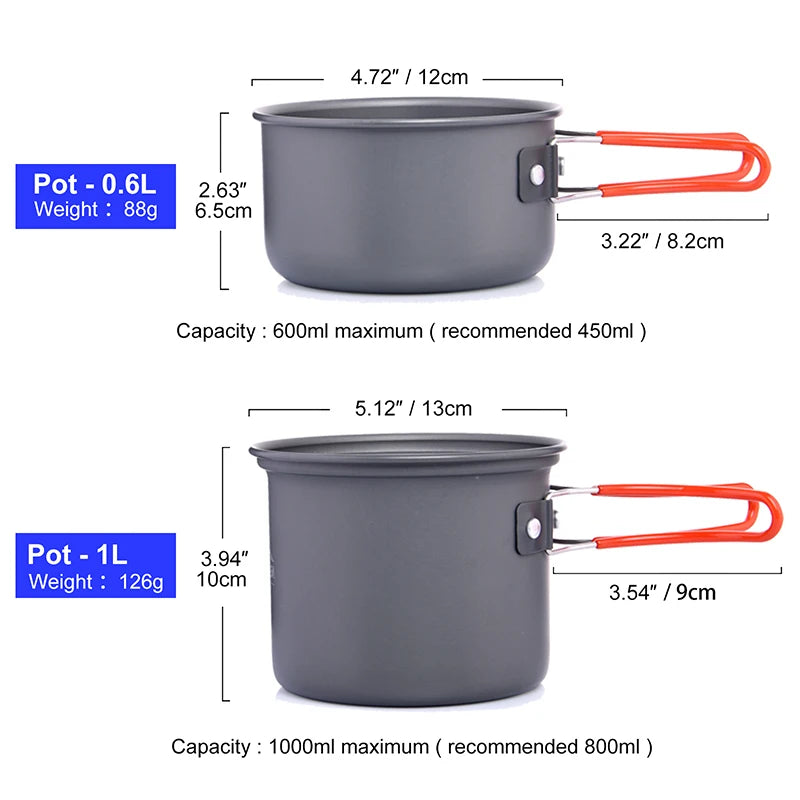 Widesea Camping Cookware Set Outdoor Tableware Kit Portable Pot