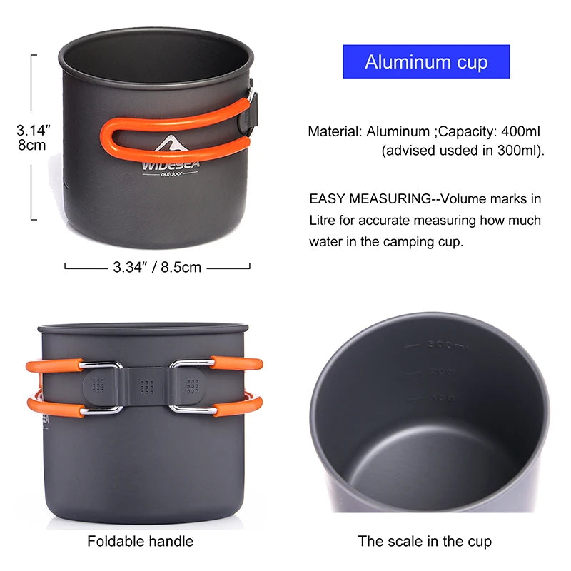 Widesea Camping Cookware Set Outdoor Tableware Kit Portable Pot