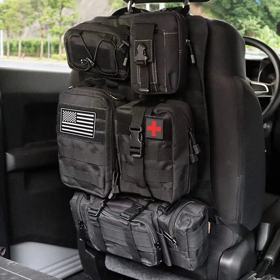 Car Back Seat Organizer 6 In 1 Tactical Hanging Storage 600D Oxford
